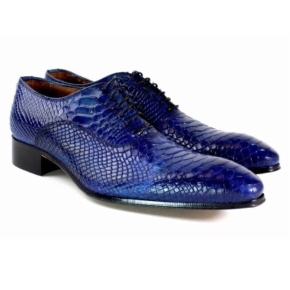 George Blue Oxford Crocodile Printed Calfskin main image 7